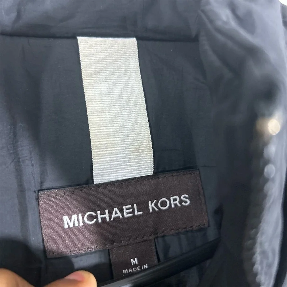 Michael Kors Women Black Windbreaker Jacket Size M Full Zip Casual